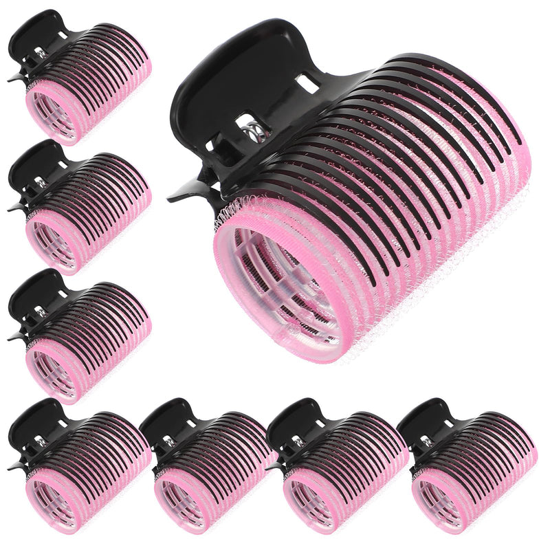 16 Pcs Self Grip Hair Rollers Set 8 Self Grip Rollers and 8 Hot Roller Clips Black Hair Curler Claw Clip Versatile Hairs Roller Clip Effortless Curls and Waves for Women Long Medium Short Hairs Bangs