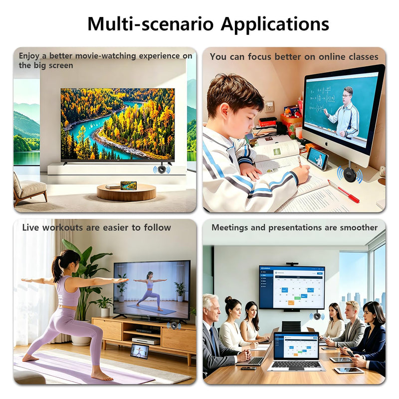 Wireless Display Adapter, 1080P Screen Mirroring Dongle Black