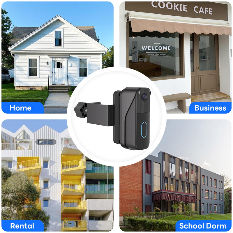Anti-Theft Doorbell Mount for Blink Video Doorbell Camera(2021 1st & 2nd Gen), No-Drill Adjustable Angle Mount Bracket, 40° to 140°, Ideal for Apartments, Rental Homes & Offices - Black