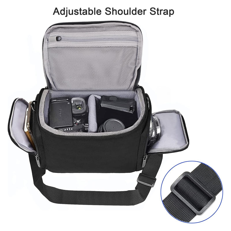 CADeN Camera Shoulder Crossbody Bag Case Compatible for Nikon, Canon, Sony SLR/DSLR Mirrorless Cameras and Lenses Waterproof(1.0 M, Black) 1.0 M