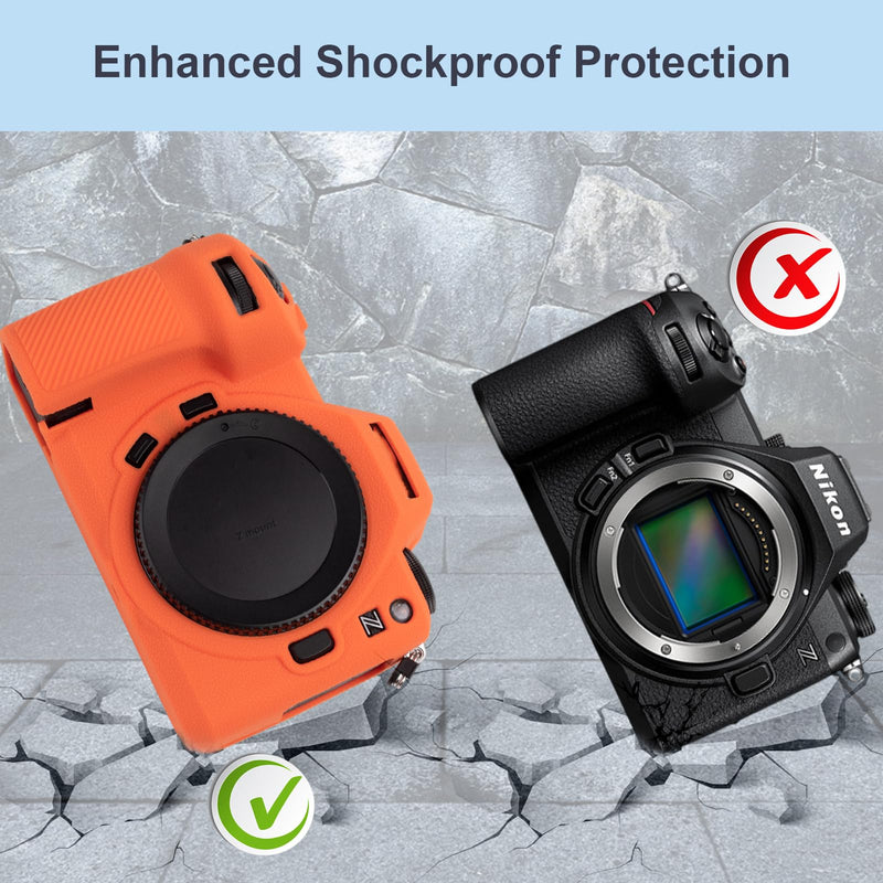 for Nikon Z6III Accessories Set, Camera Case, Screen Protector*2, Hot Shoe Cover*1, Silicone Camera Cover, Tempered Glass 9H, Orange