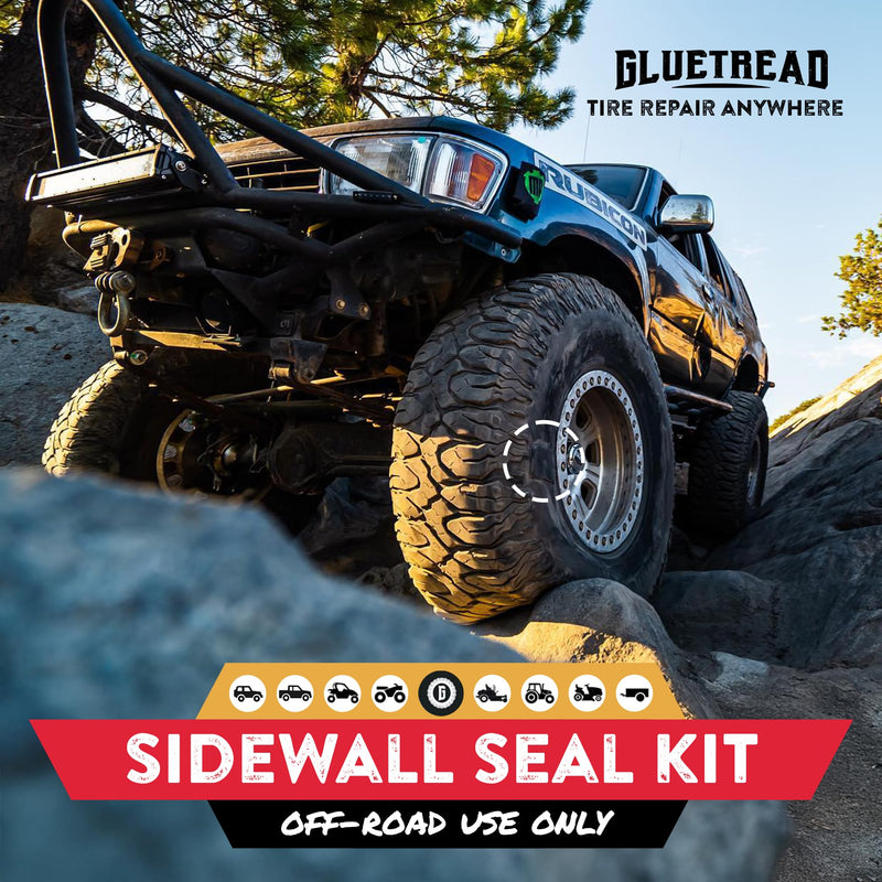 GlueTread Sidewall Tire Repair Kit - Off-Road Tire Patch Kit for ATV and UTV Tires - Large Rubber Patch & Adhesive Glue - Heavy Duty - For Sidewall Damage Repair