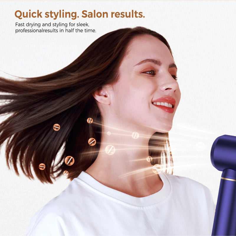 UKLISS Air Styler 6 in 1 Hair Styler Set [with Diffuser] Hair Dryer Brush | 1000W Hairdryer, Air Curler, Smooth Shine Volumize Curl Straighten Brush, Multistyler Styling Tool for Women - Blue Blue Gold