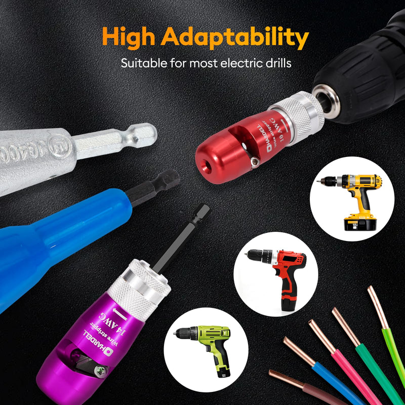 HARDELL Wire Stripper for Drill, 6-14 AWG Wire Stripper Tool, 1/4 Hex Shank Wire Twister Tool for Drill, Wire Stripping Twisting Connector for Electrician, with 25pcs Wire Nuts & Replacement Blades