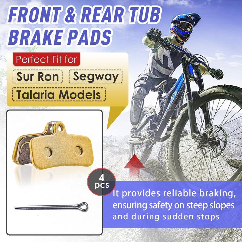 4 Packs Replacement Genuine Front and Rear Basin Brake Pads for Sur Ron Light Bee X/S, Talaria Sting MX3 R/MX4 and Segway X160/X260, Electric Off-Road Bike Replacements 4 Pack