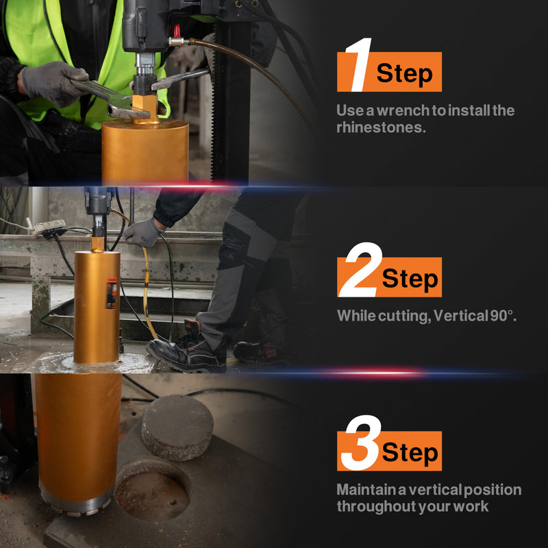 KSEIBI 619025 Wet Concrete Core Drill Bit, 1-Inch Diameter for Drilling Concrete, Marble, Granite, Brick, and Hard Masonry 13-Inch Drilling Depth, 5/8"-11 Arbor, 10mm Segment Height Diamond Hole Saw 1" (25MM) Wet Core Bit
