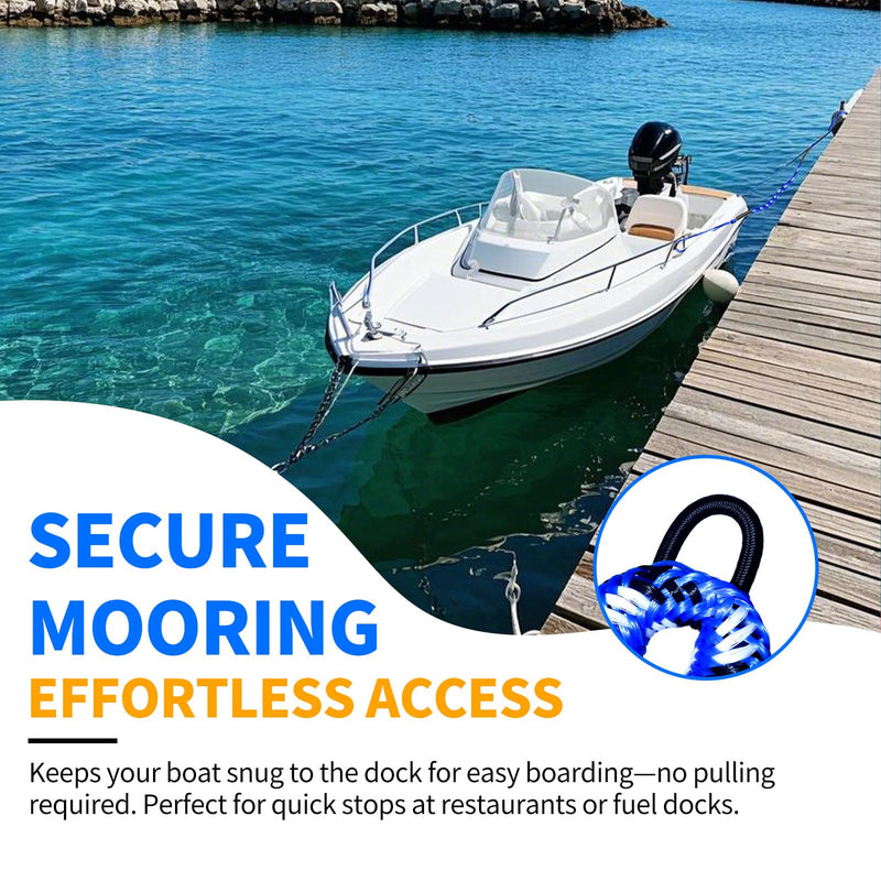 3FT Bungee Dock Line for Boats with Loops – Connect or Secure Docking for Small & Medium Sized Boats Like Kayak,PWC, Canoe, Bass Boat, Jon Boat, Boat Fender Lines (Blue,Black&White) Blue,black&white