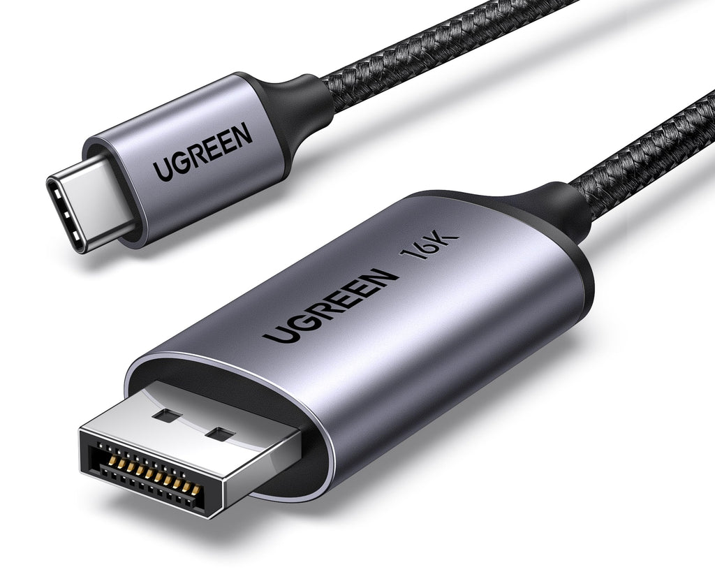 UGREEN USB C to DisplayPort 2.1 Cable 16K@30Hz 8K@120Hz 40Gbps Thunderbolt 4/3 to DisplayPort Cord Alu Braided Compatible iPhone 15 Pro Max, Galaxy S24, MacBook Pro/Air, iPad, Mac Mini, XPS 17, 6.6FT