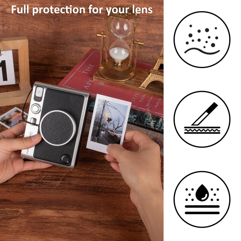 MUZIRI KINOKOO Lens Cap for Instax Mini EVO Camera - with Anti Loss Rope,Aluminium Alloy Retro Design & Soft Flocking Internal,Dustproof Anti-Scratch Lightweight Portable EVO Camera Accessorie-Black Black NEW