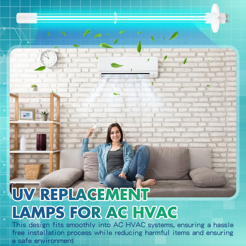 Qualirey 2 Pcs 14" UV Light Replacement Bulb 4 Pin Base 254NM 18W UV Lamp for AC HVAC
