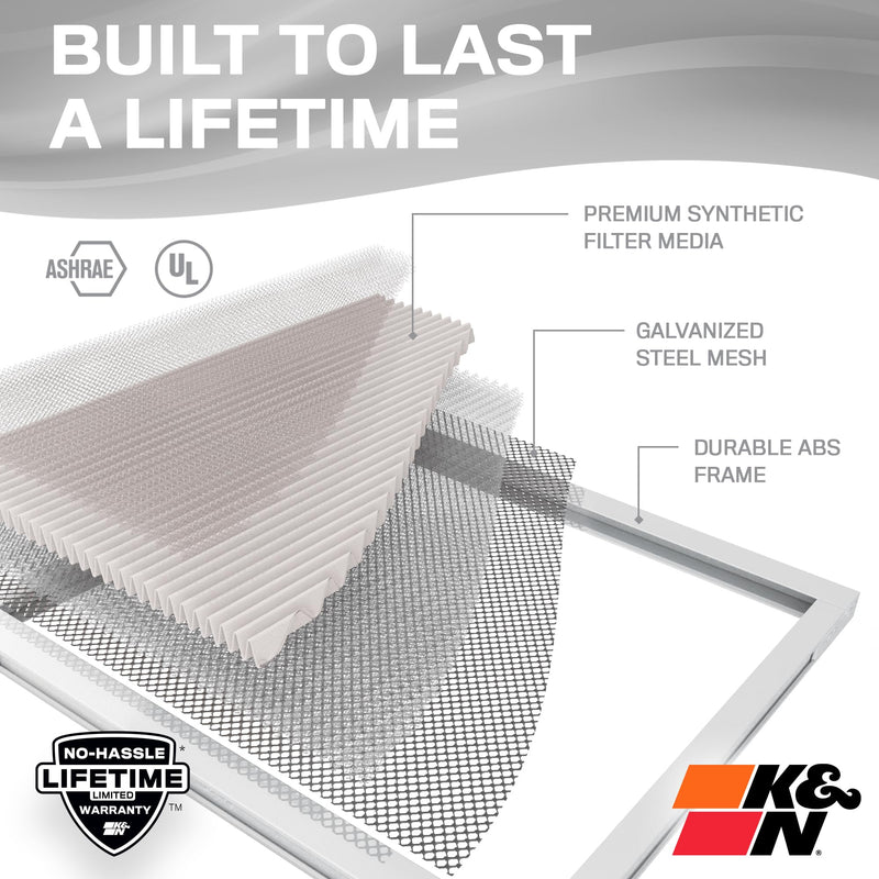 K&N 14X20X1 HVAC Furnace Air Filter, Lasts a Lifetime, Washable, Merv 8, the Last HVAC Filter You Will Ever Buy, Breathe Safely at Home or in the Office, HVC-8-11420 13.5" x 19.5" x 0.8"