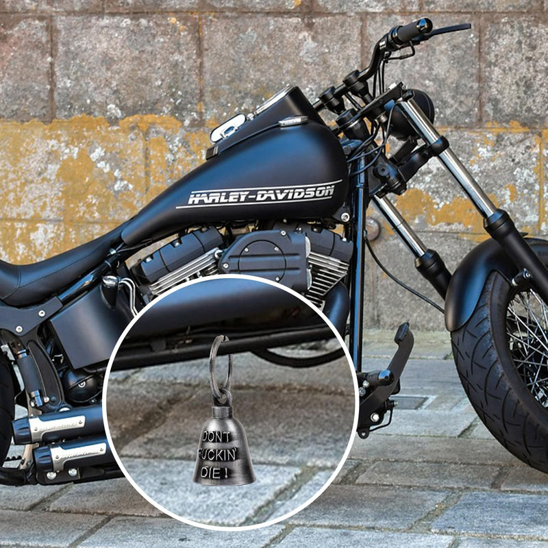 Motorcycle Bells for Biker Good Luck Riding Bells Guardian Biker Bells with Hanger Motorcycle Accessory or Keychain for Luck Don't Fuckin' Die!