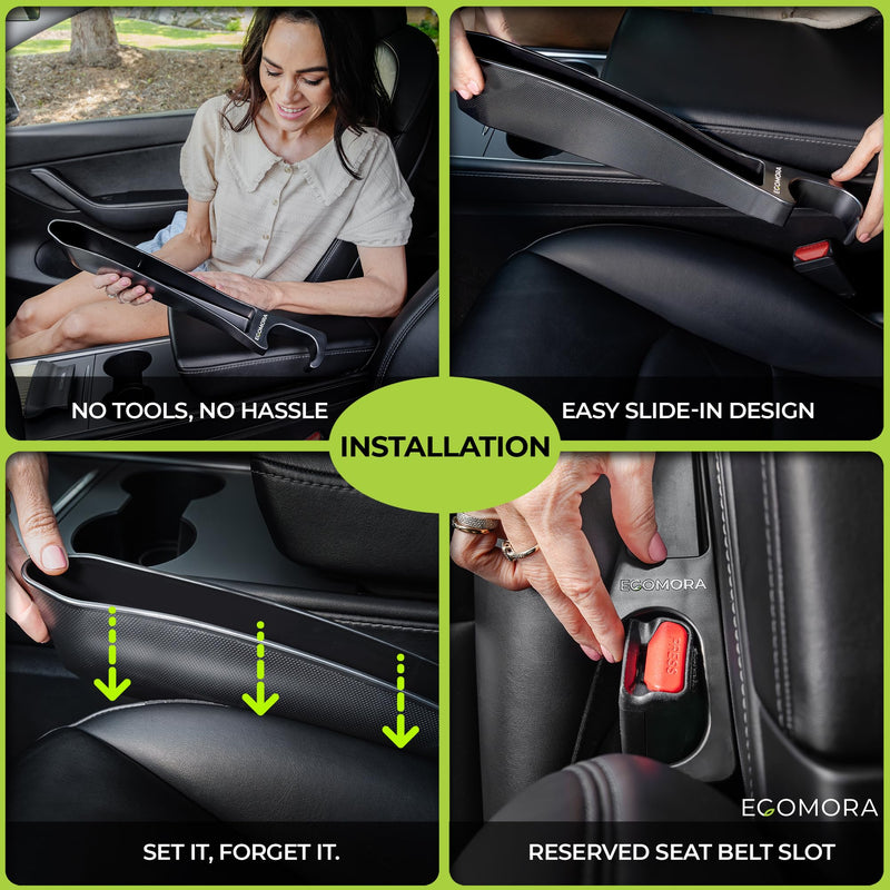 Car Seat Gap Filler Organizer with Bonus Interior Cleaning Brush- Universal in Between Seat Catcher for Cars,Trucks,SUV- Car Seat Gap Plug Storage Slot- Custom Seat Gapster- Car Seat Gap Filler Strip
