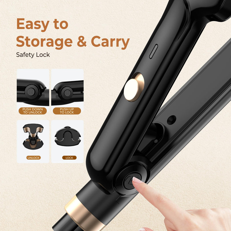 UKLISS Hair Waver Mini Crimper, Pro Beach Waves Curler | 3 Barrels Mermaid Waver, Lightweight & Compact Wave Curling Iron Crimpers for Women, Beginner-Friendly, Double Voltage Black Gold