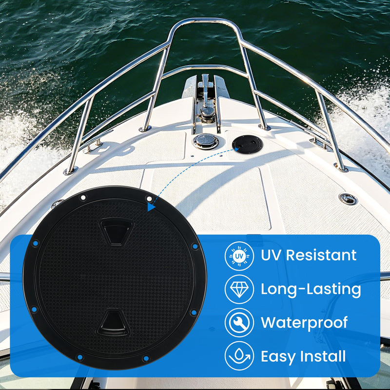 Boat Hatch 4" 6" 8" Round Non-Slip Inspection Hatch with Detachable Cover for Marine Boat Yacht RV & Outdoor Facilities - Premium ABS Material, Waterproof Seal, Easy Installation Black 8 Inch