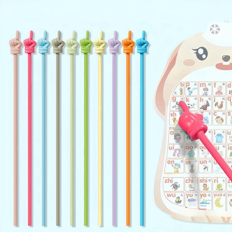 10PCS Children Finger Reading Stick,Teacher Pointer Finger Stick for Classroom, Point Reading Pen,Kindergarten Student Teacher Teaching Reading Finger Shape Mini Pointer Stick (Macaroon) B-Macaron