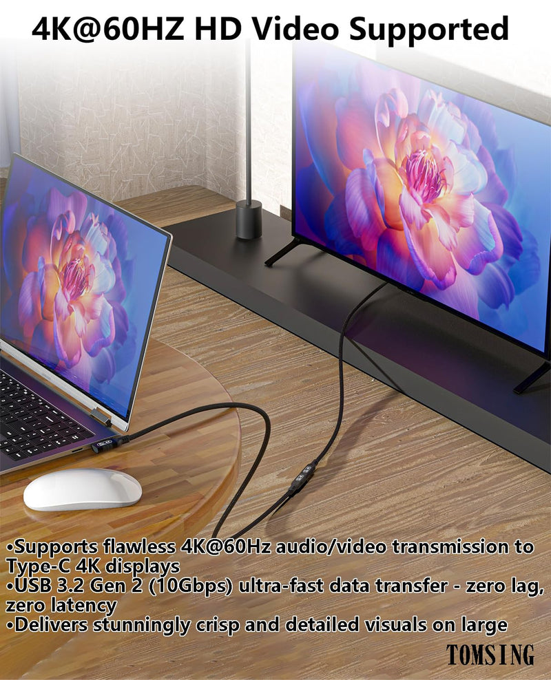 Right Angle USB C Extension Cable（90W/10Gbps/4K@60Hz）,16.4FT,Type-C Male to Female,Extension Charging & Sync for Playstation, Xbox, Flash Drive, Printer, Camera and More（Black） 16.4FT（90W/10Gbps) Black(Braided) 1