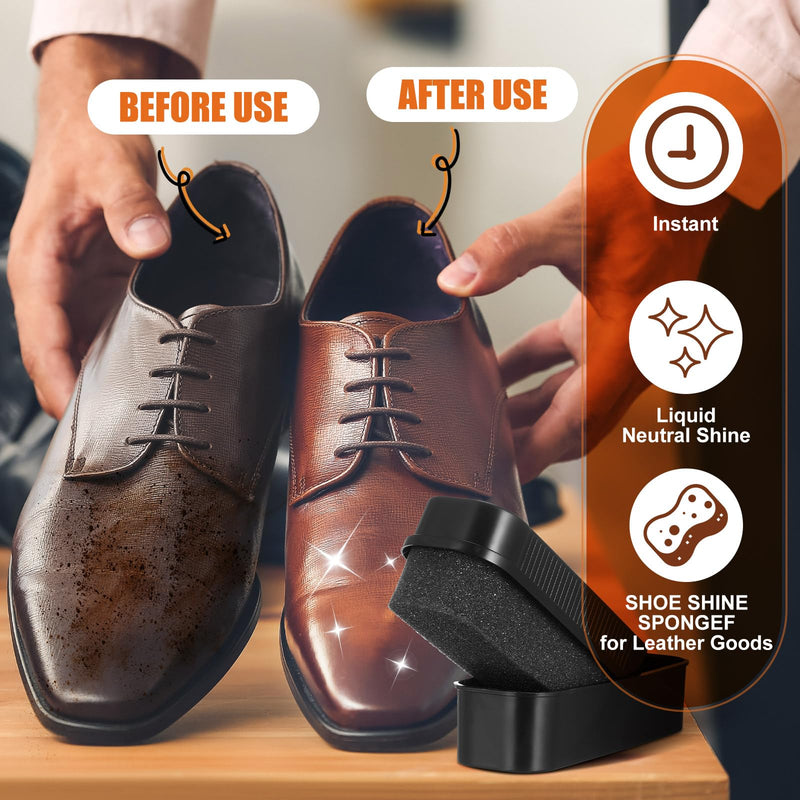 Loopeer 12 Pcs Shoe Shine Sponge Bulk, Instant Leather Shoes Shiner Care for Boots, Leather Accessories Quick Cleaning Fashionable