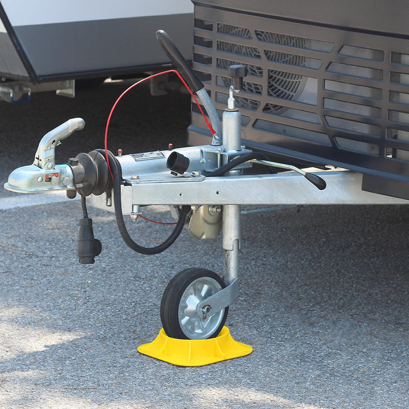 Trailer Jack Wheel Dock, Tongue Jack Wheel Chock for Trailer Boat Camper RV, Caster Stopper for Single 6'' 8'' and Dual 6'' 22PD