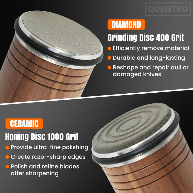 Rolling Knife Sharpener Kit – 15° & 20° Multi-Angle Magnetic Sharpener with Diamond Coated & Ceramic Honing Discs – Professional Knife Sharpening Tool for Kitchen, Chef & Home