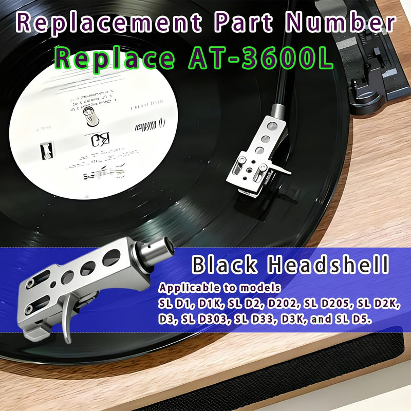 Silver Headshell AT-3600L Cartridge Stylus, AT-3600L Magnetic Cartridge Stylus Compatible with Technics SL D1, SL D1K, SL D2, SL D202, SL D205, SL D2K, SL D3, SL D303, SL D33, SL D3K, SL D5. Silver Headshell