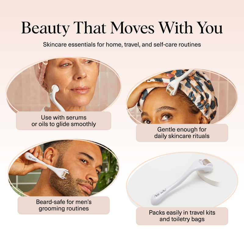 Kitsch Derma Roller – Skin Care Tool & Face Roller for Boosting Absorption of Serums & Oils - Beard Derma Roller for Men - Easy-to-Use Beauty Roller for Skin, Beard & Hair Growth | Skin Care Tool & Face Roller for Boosting Absorption of Serums & Oils, ...