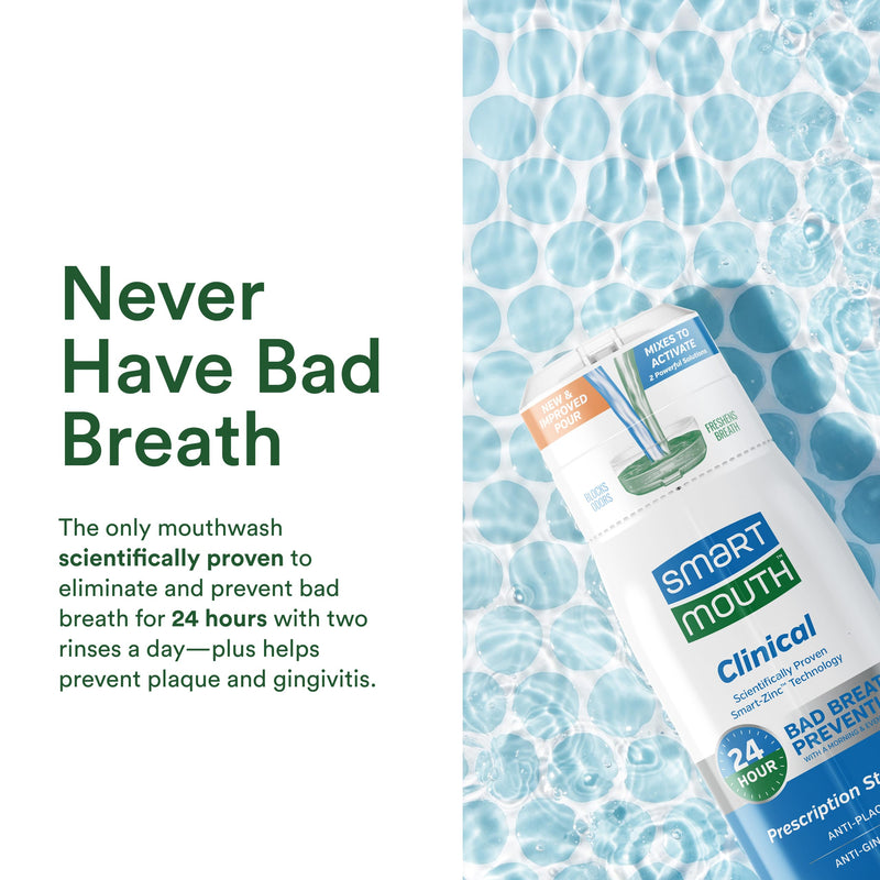 SmartMouth Clinical Zinc Activated Mouthwash & Premium Toothpaste for Healthy Gums - Anti-Plaque, Anti-Gingivitis & Anti-Cavity with Fluoride - All-Day Fresh Breath - Alcohol-Free - 16 fl oz, 6 oz
