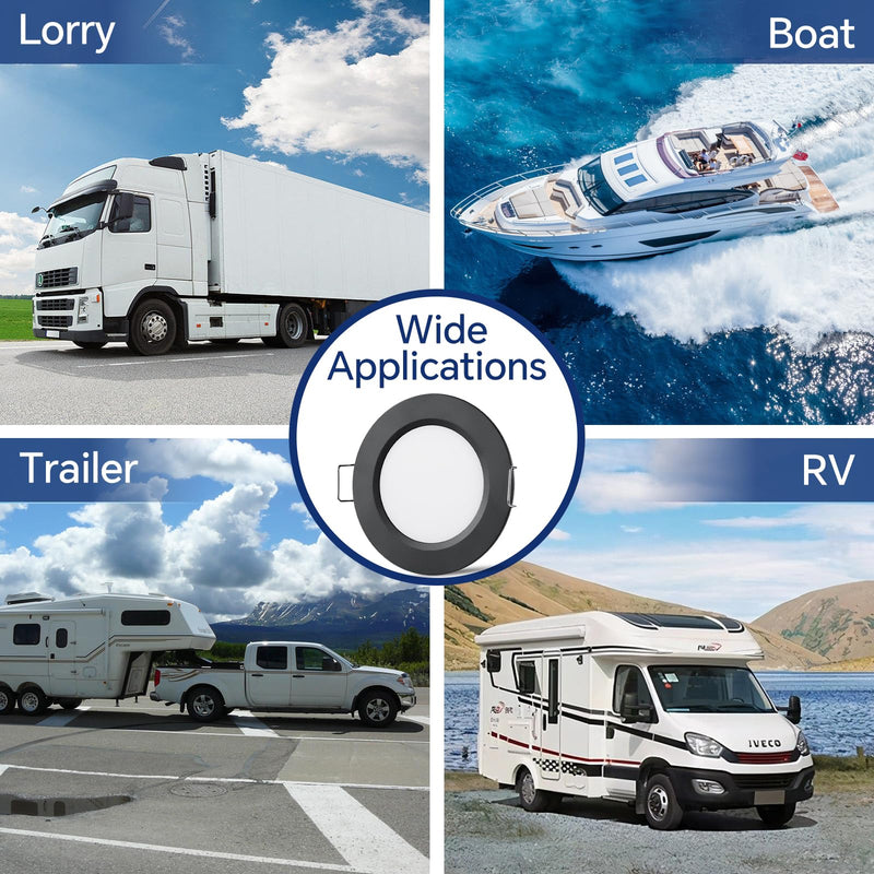 8 Pack 12 Volt LED Puck Light RV Recessed Mount Ceiling Light 2.75” 12V Down Light for Camper Van Truck Boat Interior Ceiling Kitchen Cabinet Lighting CRI 93 (Black/Warm White) Matte Black 8-pack / Warm White