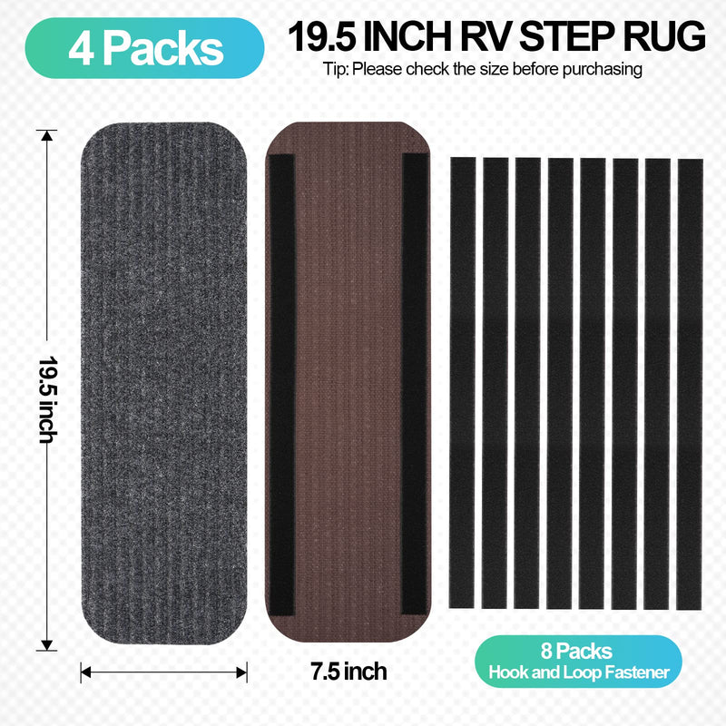 RV Step Covers 4 Pack 19.5 * 7.5” Camper Step Cover, RV Step Rug, RV Step Carpet, RV Stair Covers Compatible with Lippert|MORryde Step for Travel Trailers, Motorhome 4 Pack 19.5 x 7.5 inch