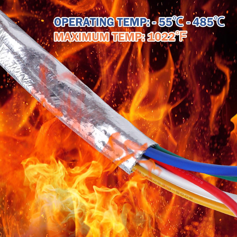 Automotive Heat Shield Sleeve Aluminized Wire Sheathing Roll - Heat Resistant(485 Fahrenheit), Vapor Lock and Insulation Fuel Line HeatShields (1-1/2''-9ft) 1-1/2''-9ft