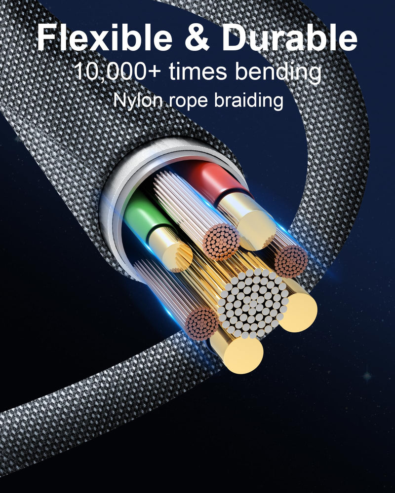 ZBF 100W USB C Magnetic Charging Cable, 2 in 1 Charger Cable for Type C(3 Pack, 4/6.6/6.6FT) 480Mbps Data Transfer, 5A Fast Charging for Phone 17 16 15,14,13 Pro Max, MacBook Pro,Pad,Galaxy S22,Pixel