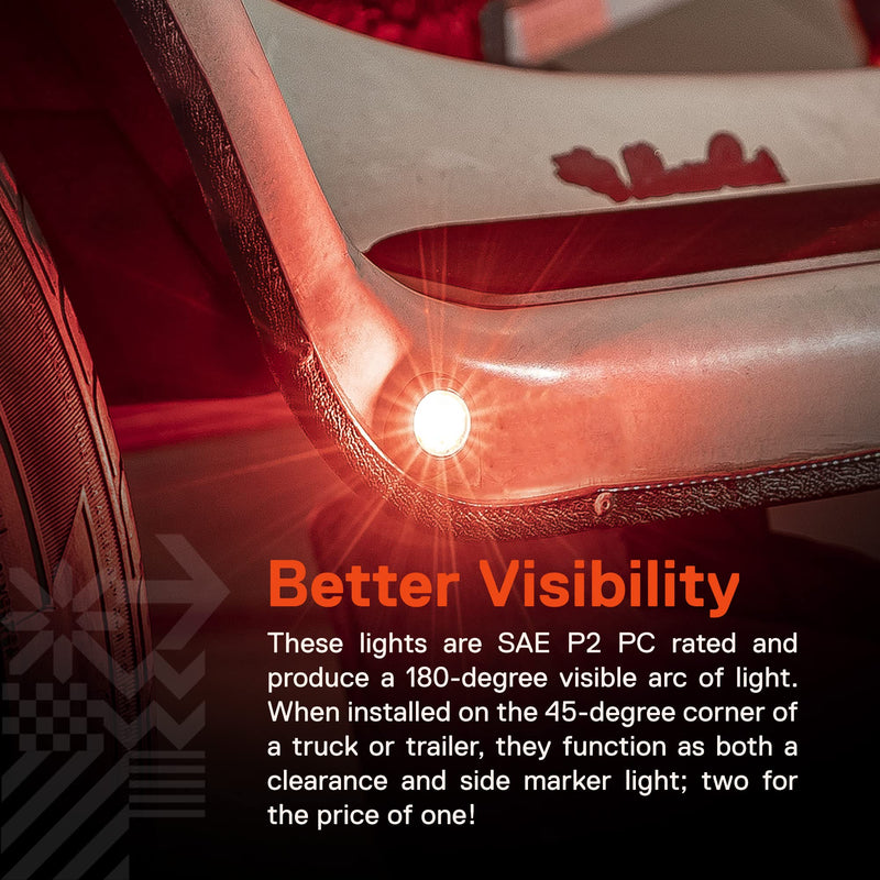 TRUE MODS 10pc 3/4" Inch Round Red Trailer 12V LED Marker Light [3 Wire/Turn Brake Tail TBT Lights] [DOT FMVSS 108] [SAE P2PC] [Semi-Spherical Output] [IP67 Waterproof] Small Markers for Trailer Truck 10 Pack Red (TBT)