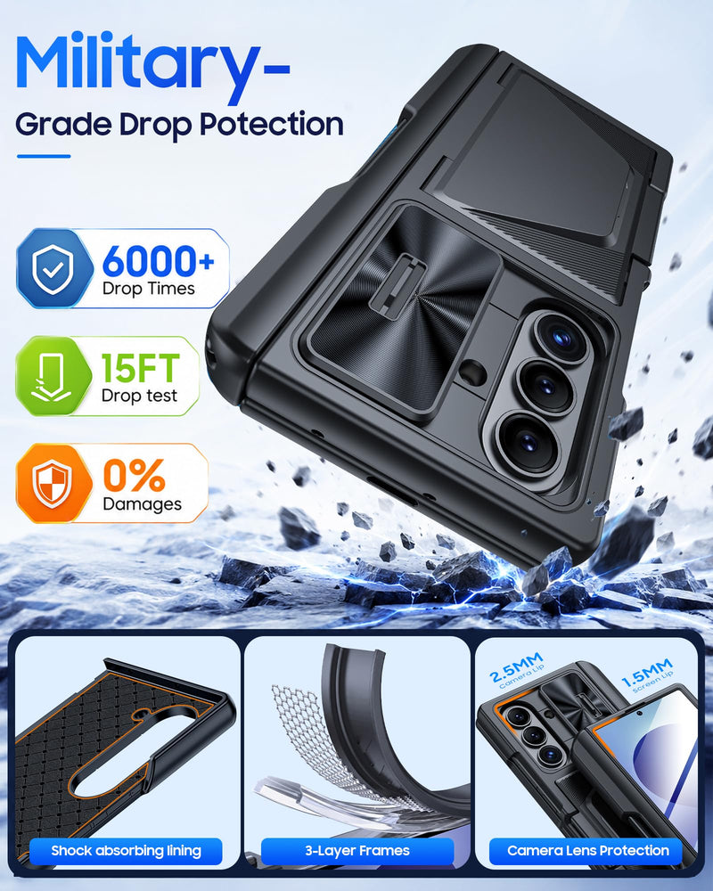 for Samsung Galaxy Z Fold 8 Ultra Case Wallet, Screen Protector,S-Pen | Card Holder RFID Blocking, Slide Lens Cover, Hinge Protection, Shockproof Phone Cover for Z Fold 8 Ultra (Black) Black-Y Samsung Galaxy Z Fold 8 Ultra (2026)