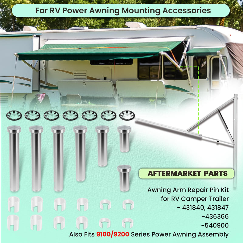 Power Awning Arm Repair Pin Kit Fits for Power Rv Camper Trailer, RV Awning Parts W/Spacers Kit, Equivalent to Part 431840 540900 43184,436366 Awning Arm Repair Pins