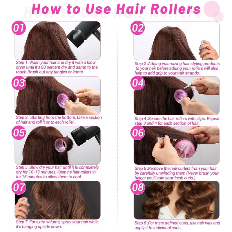 50PCS Hair Rollers Set,Hair Curlers Rollers with Clips - eco-friendly Nylon Material,4-sizes for Various Curls - Perfect for Styling and Volume,60 45 36 25mm/24pc rollers & 24pc Curl Clips