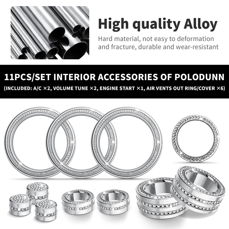 for Nissan Sentra Accessories 2020-2025, 11pcs Trim Set - Air Conditioning, Volume Tune Knob Covers, Air Vent Outlet Covers/Rings, Push Start Button Cover/Ring (Bling) BLING