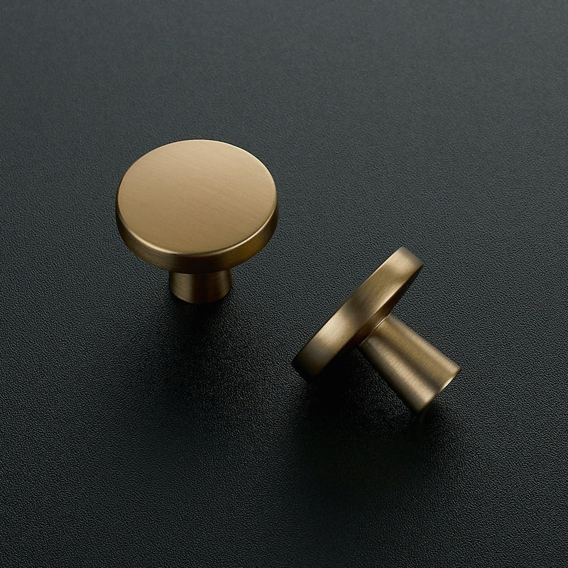 Ravinte 10 Pack Single Hole Round Cabinet Knobs and Pulls - Champagne Bronze Kitchen Drawer Hardware