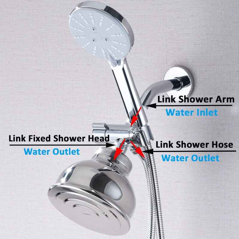 Metal Shower Diverter Valve with Hand Shower Holder, Full Flow Shower Arm Diverter for Hand Held Showerhead and Fixed Spray Head, G 1/2 3-Way Universal Shower System Replacement Part Uvish