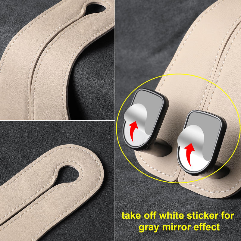 2 Pack KAFANLIN Car Headrest Hooks for Purses and Bags Cute Leather Car Seat Back Head Rest Double Hooks for Bags Cute Pink Beige Car Accessories Headrest Back Seat Handbags Hook (Beige 2 Pack) kafanlin beige 2 pack