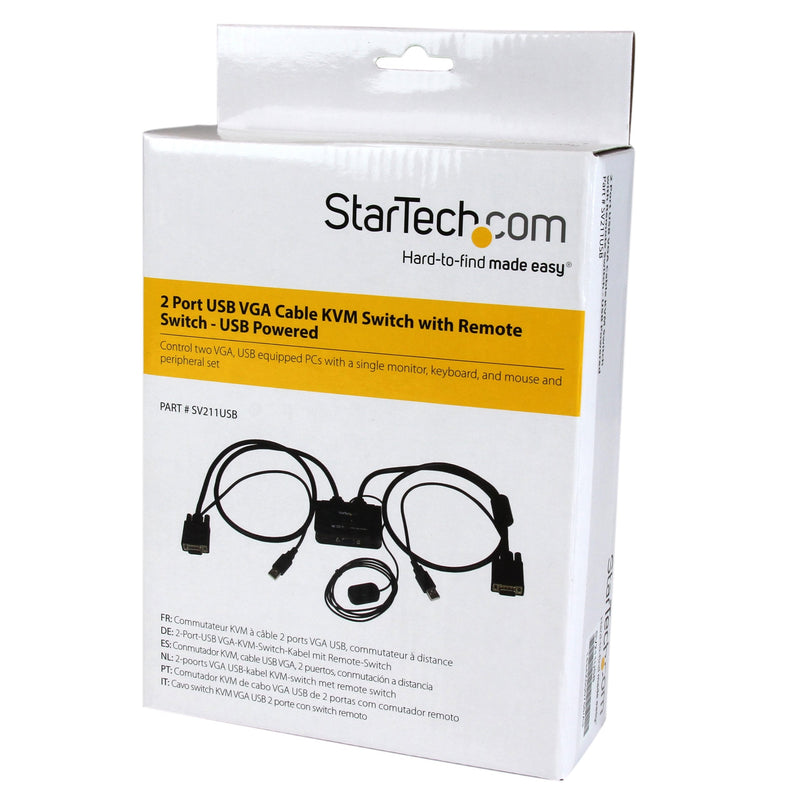 StarTech.com 2 Port USB VGA Cable KVM Switch USB Powered with Remote Switch Dual Port VGA KVM Switch