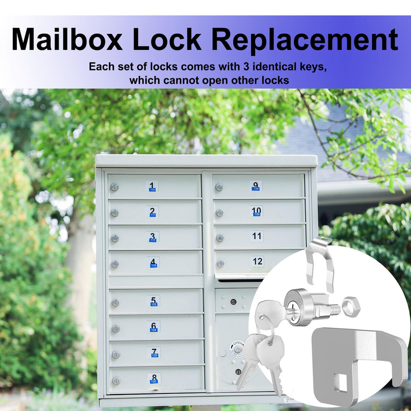3 Pack Mailbox Locks with Keys Replacement,Mail Box Lock Heavy-Duty Hook Cam C7120 for C9100/C9200 L1172C National USPS Mailbox Lock Replacement, Nickel Finish 3 Pcs Key Different Silver