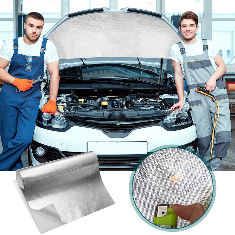 4 Sheet 12'' x 30'' Aluminized Heat Shield Adhesive Backed Thermal Barrier Insulation Wrap Adhesive Thermal Barrier Foil Tape Heat Resistant Tape Automotive Exhaust High Temp Protection
