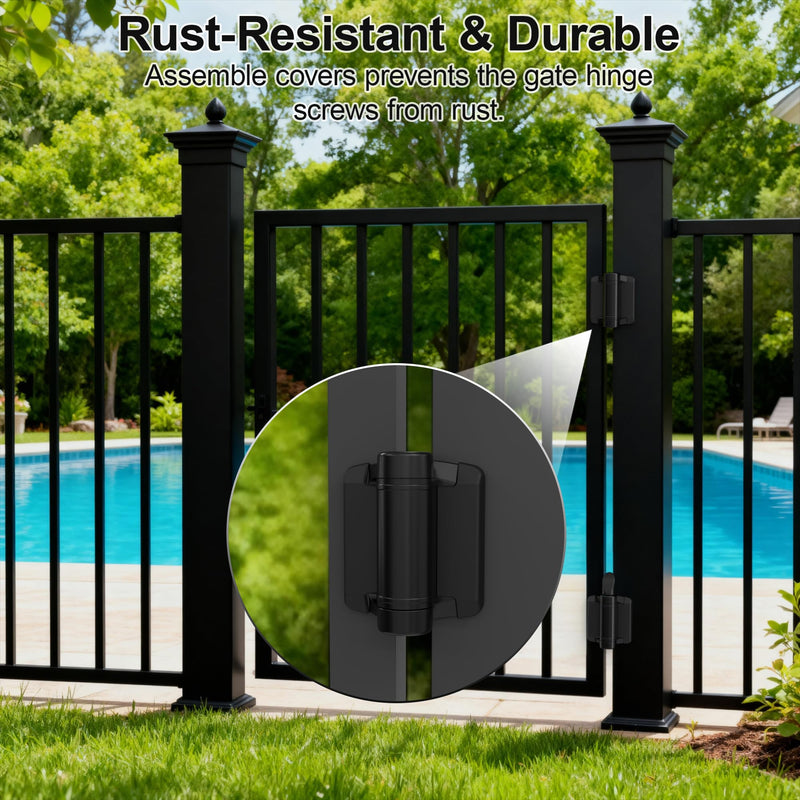 Black Self Closing Gate Hinges Self-Aligning Heavy Duty Spring Hinges ，Adjustable Tension ， Pool Safety Hinge，Square Post, Aluminum Gates ，Swing Close (1, Black) 1