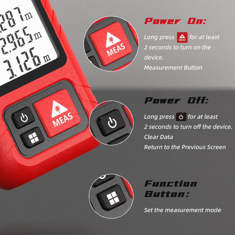 Hansburg Laser Measurement Tool 98 Ft / 30m 8-in-1 Modes Digital Laser Tape Measure Portable Chargeable Medidor Laser for Length, Area, Wall Area, Volume and 4 Pythagorean Modes with IP65 Waterproof