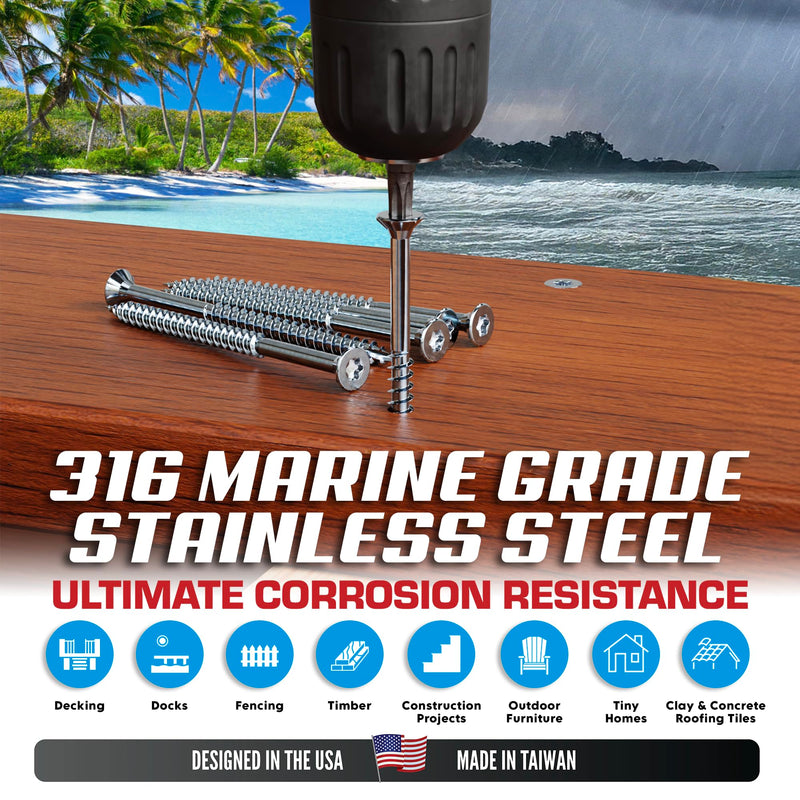 Allen's Trading Co. #10 x 3 Inch 316 Stainless Steel Screws Marine Grade (100 Pack, T25 Star) | Stainless Steel Wood Screws w/Driver Bit | High Corrosion Resistance for Coastal Construction 100 10 x 3 Inch