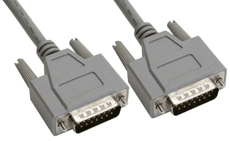 Amphenol CS-DSSMDB15MM-005 15-Pin DB15 D-Sub Cable, Shielded, Male/Male, 5', Gray