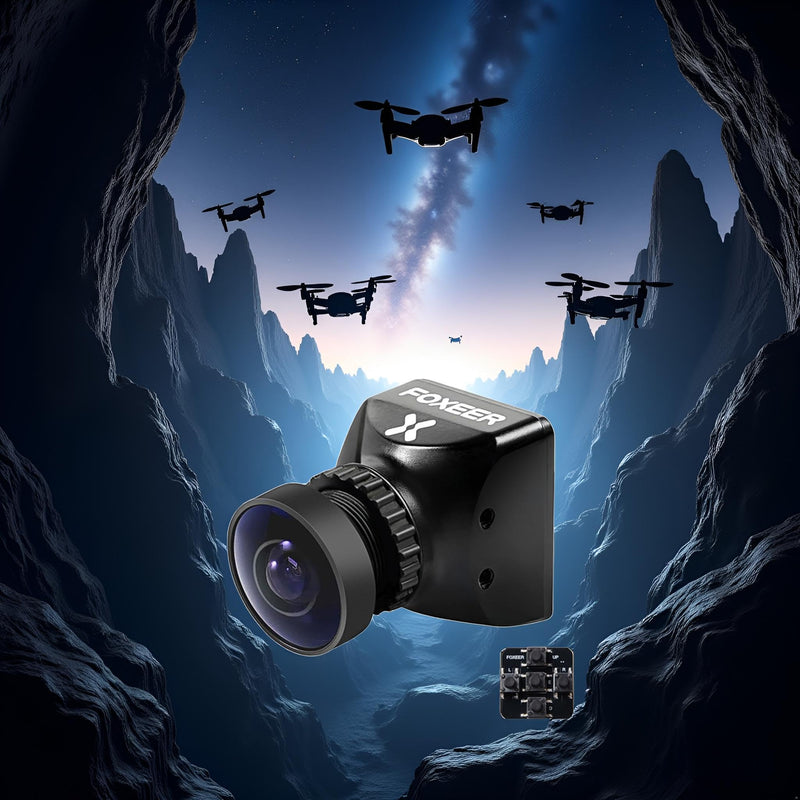 FPV Camera Foxeer Mini Cat 4 1200TVL Starlight 0.00001Lux Global WDR Night Vision Camera 1/3" CMOS Sensor 4:3/16:9 Switchable with OSD Board for RC FPV Racing Drone