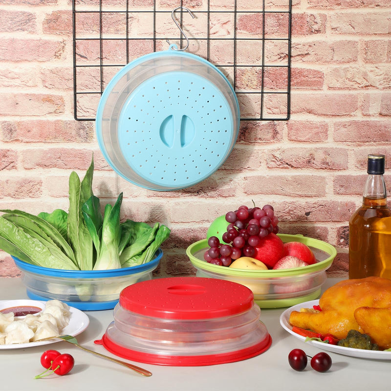 Hoolerry 4 Pack Microwave Splatter Cover for Food Silicone Lids Kitchen Gadget Set Microwave Cover with Water Steamer Kitchen Ware Set Splatter Cover(Green, Sky Blue, Red, Royal Blue) Green, Sky Blue, Red, Royal Blue