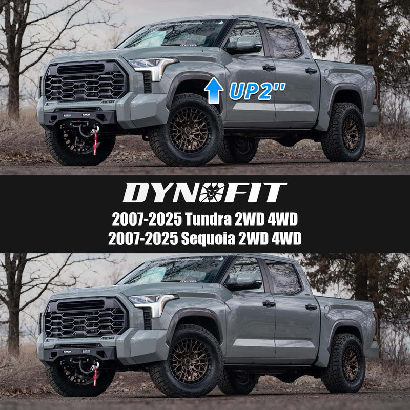 Dynofit 2 Inch Leveling Lift Kit for Tundra & Sequoia, 2" Front Raise Suspension Strut Spacers for 2007 2008 2009 2010 2011 2012 2013 2014 2015 2016 2017 2018 2019 2020 2021 2022 2023 2024 2025 Tundra Front 2inch 07-24 tundra