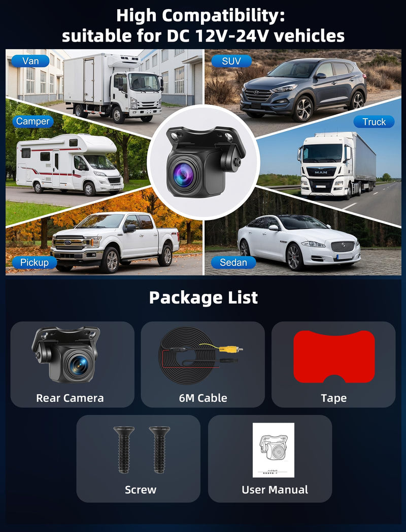 AHD 1080P Backup Camera for Car Back up Camera Metal Housing OEM Bracket | 8 Signal Mode 170 Degree Wide Angle Reverse Rear View Camera for Car Vehicle SUV RV Night Vision IP69 Waterproof